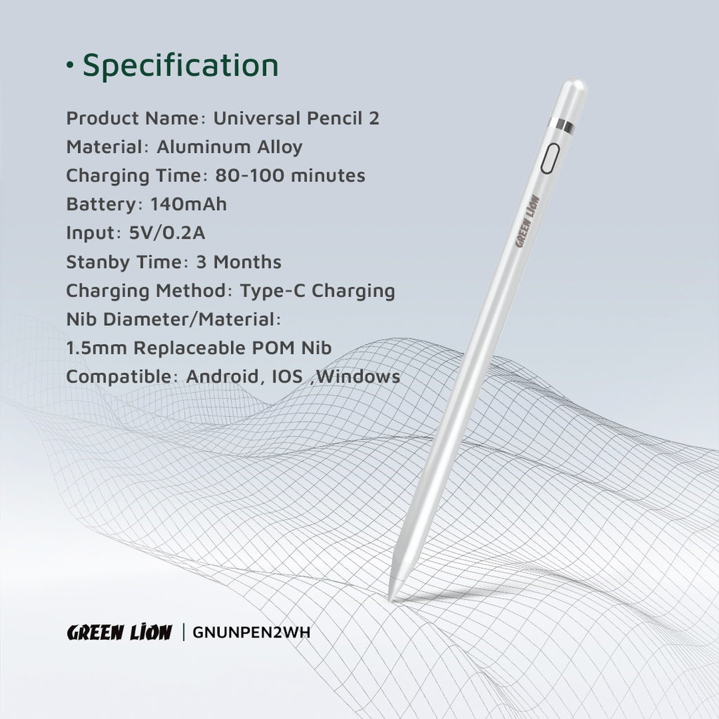 Green Lion Universal Pencil 2 - White Green Lion Universal Pencil 2 - White